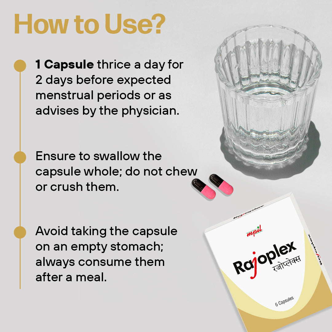 RAJOPLEX CAPSULE Ayurvedic for support women's reproductive 6 Capsules each (PACK OF 3)