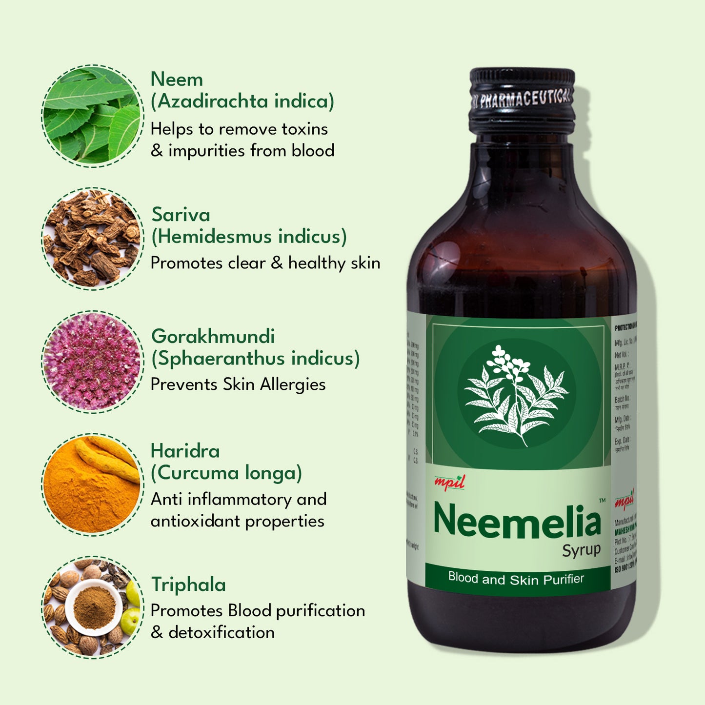 MPIL Neemelia Neem Syrup For Glowing skin | Ayurvedic Skin Care Neem Syrup | Harbal Treatment | Natural with no side effect