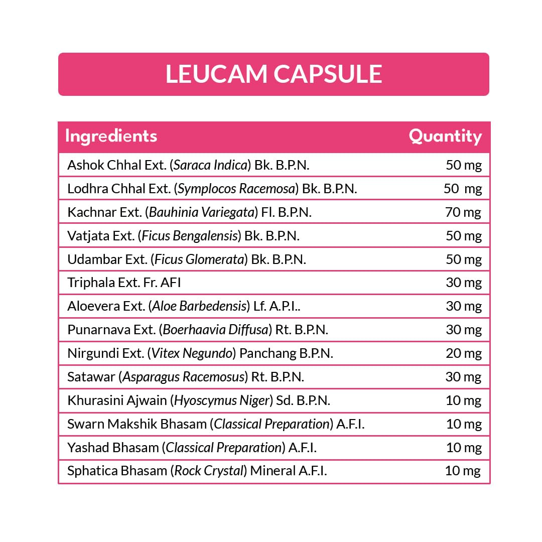 Leucam Capsule for Vaginal Health | Supplement for PCOS & UTI Relief (60 capsules)