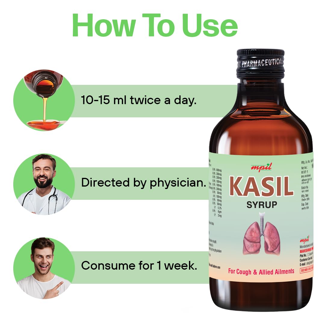 MPIL Kasil Syrup | cough syrup | cold and cough syrup | Ayurvedic cough syrup | Effective bronchodilator & antitussive (100 ml)