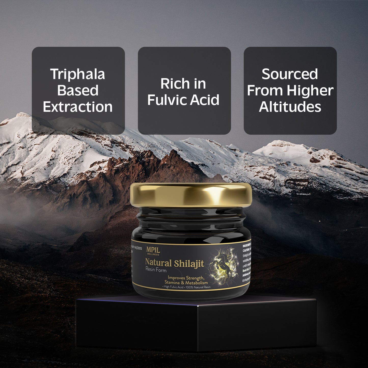MPIL Shilajit Resin Himalayan Shilajeet with Triphala Based Extraction | Shilajit for men and women | Build Muscle Mass 20 g
