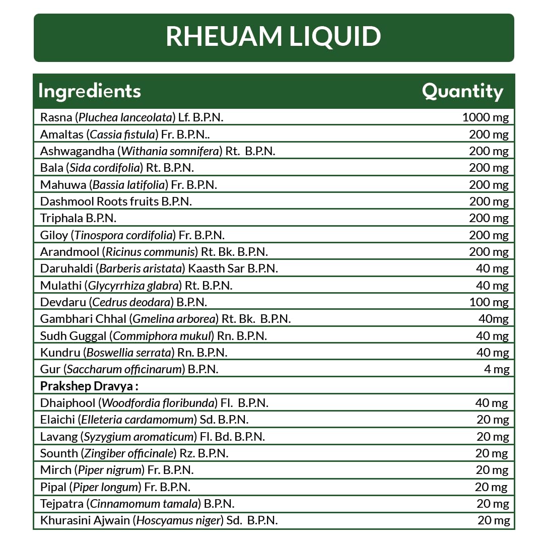 Rheuam Liquid Ayurvedic Syrup for Pain and  Artho Care