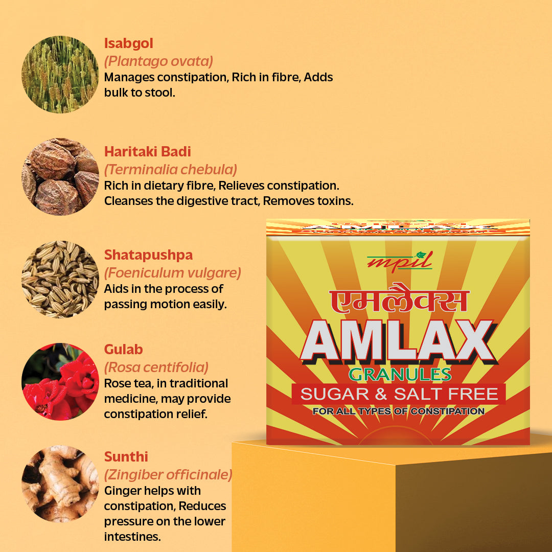Amlax Granules Amlax Granules | Relief from Constipation | Acidity | Indigestion | Stomach ache & Bloating - 20 Sachets Pack PACK OF 3