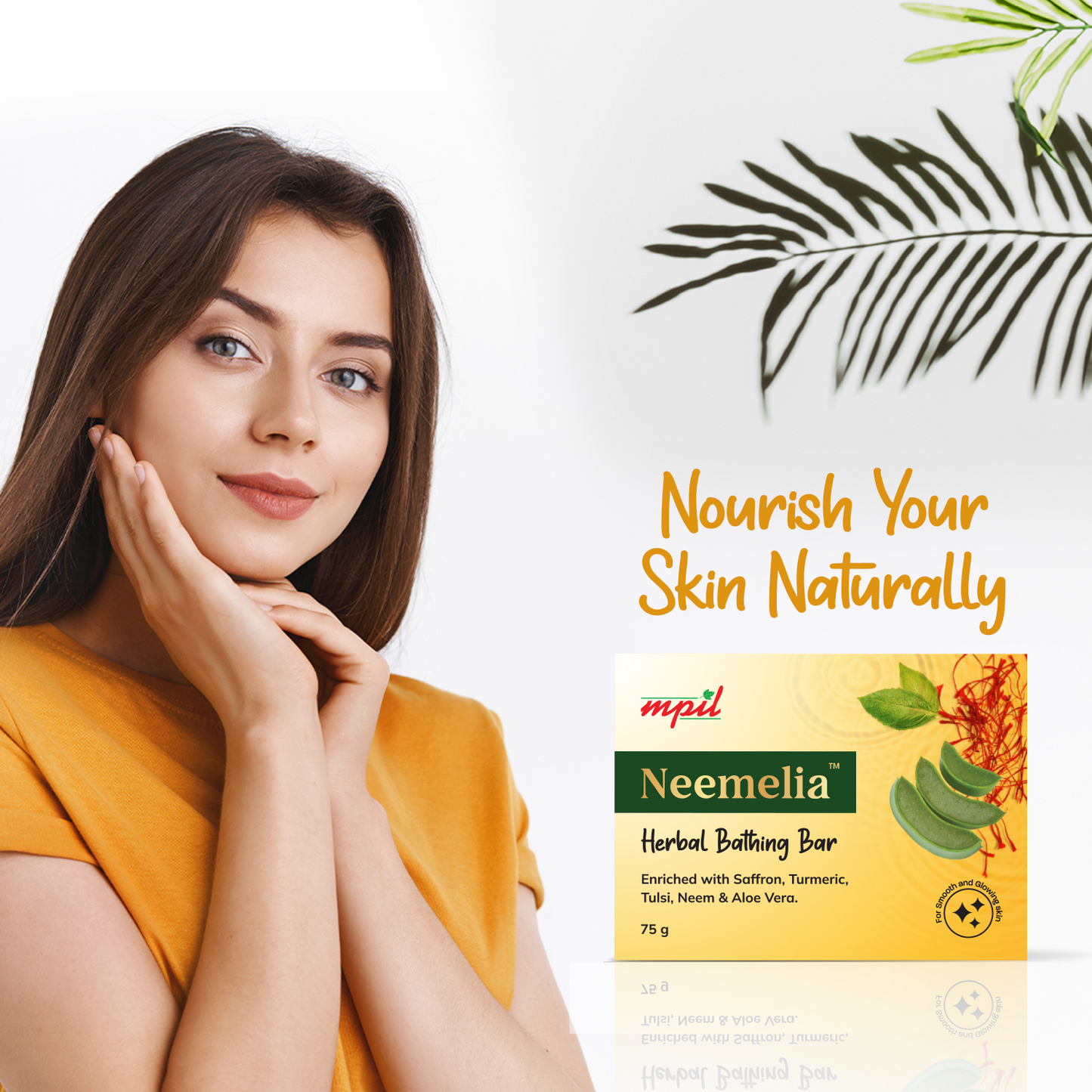 MPIL Neem Soap | Neemelia Herbal Bathing Bar | Soap | Pure Neem & Kesar Soap | For Acne Prone skin | Suitable for All Skin Types | 75 Grams
