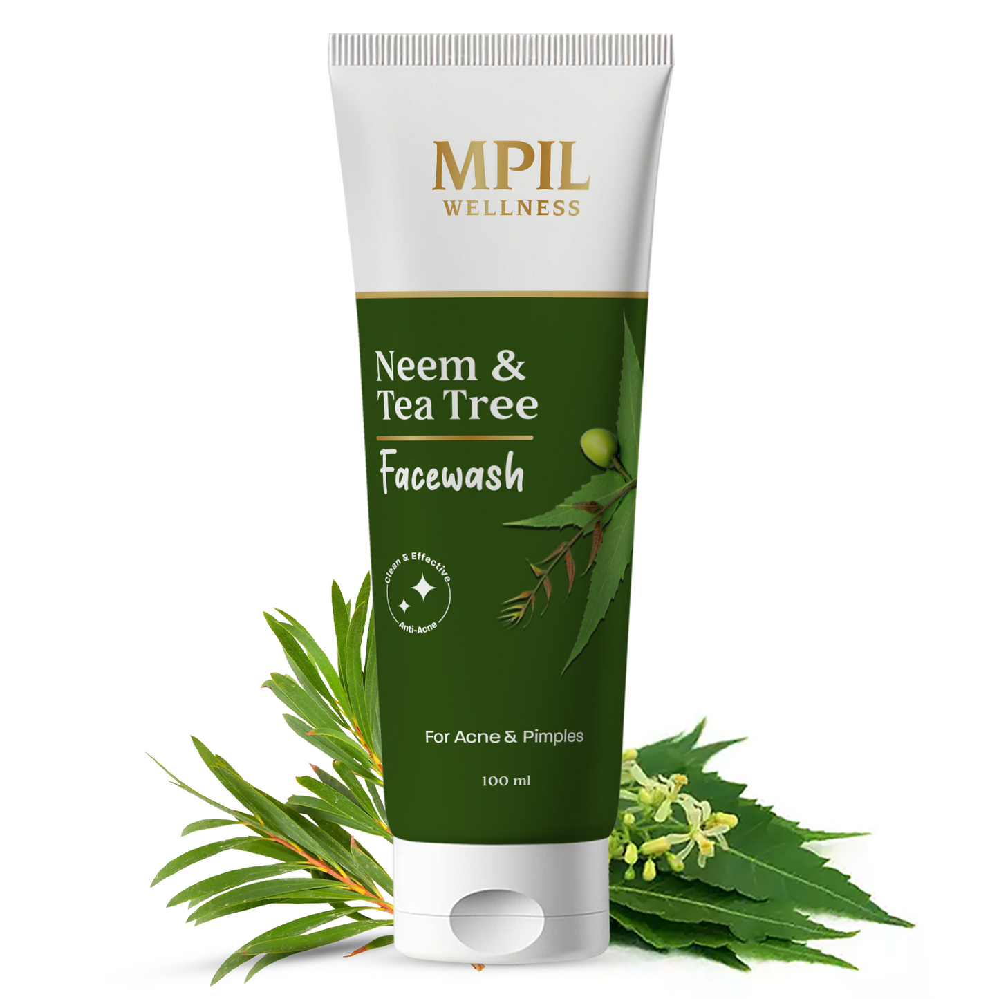 Mpil Wellness Neem & Tea Tree Facewash | Natural Face Wash For Acne & Pimples, Wash With Pure Neem & Tea Tree | Unisex face wash | Herbal face wash pack of 3