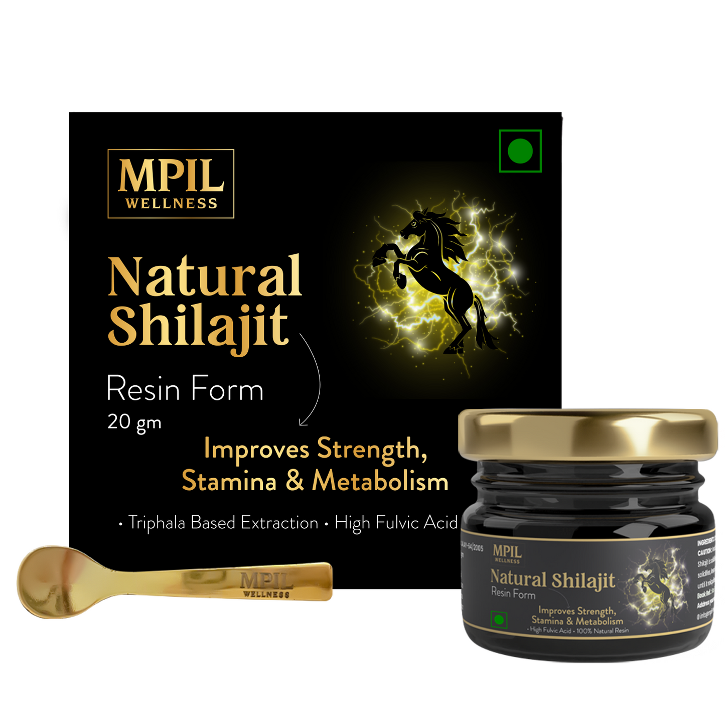 MPIL Shilajit Resin Himalayan Shilajeet with Triphala Based Extraction | Shilajit for men and women | Build Muscle Mass 20 g