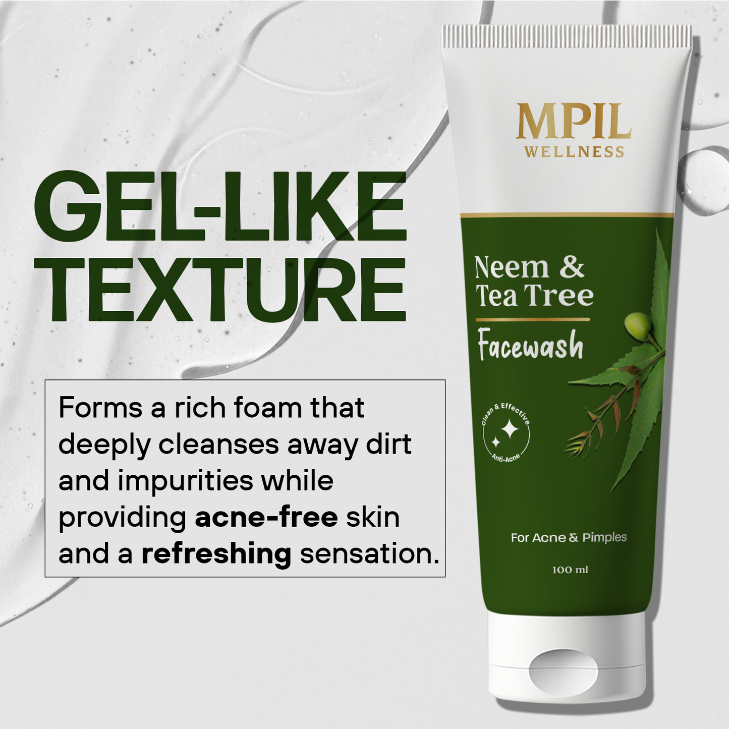 Mpil Wellness Neem & Tea Tree Facewash | Natural Face Wash For Acne & Pimples, Wash With Pure Neem & Tea Tree | Unisex face wash | Herbal face wash pack of 3