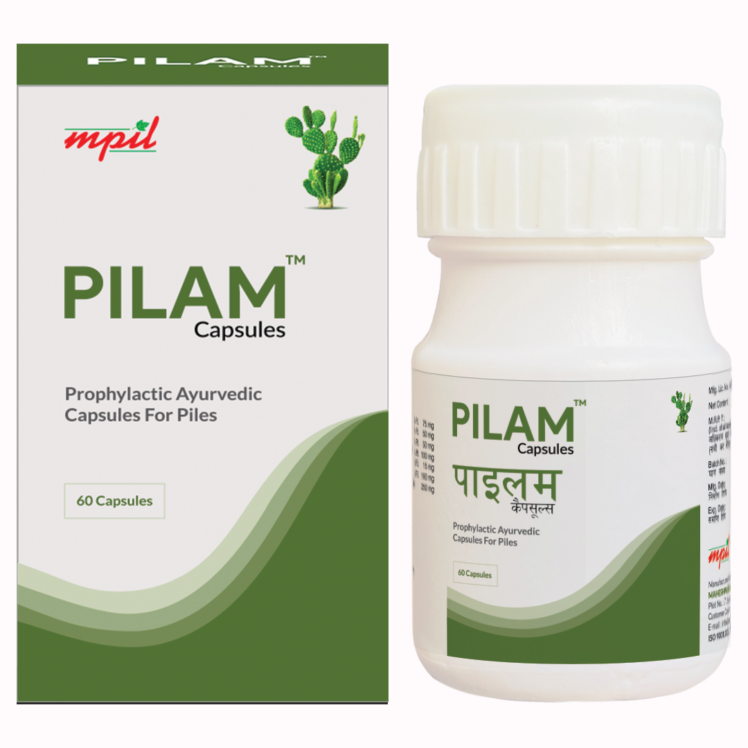 MPIL Pilam Capsules for Hemorrhoids , for Internal and External Piles | Natural Hemorrhoid Treatment | Swelling and Irritation | Fissure and Piles Care Relief