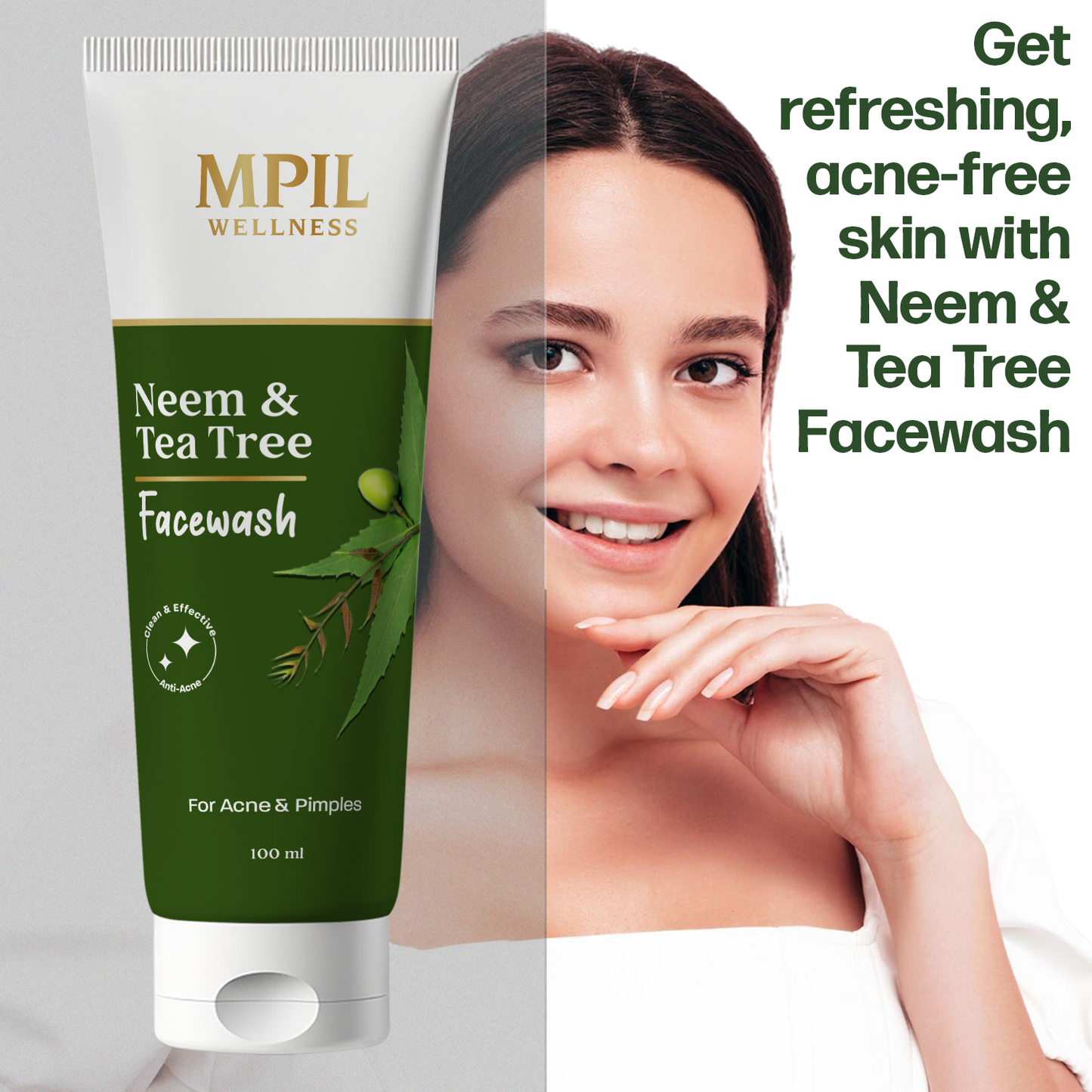Mpil Wellness Neem & Tea Tree Facewash | Natural Face Wash For Acne & Pimples, Wash With Pure Neem & Tea Tree | Unisex face wash | Herbal face wash pack of 3