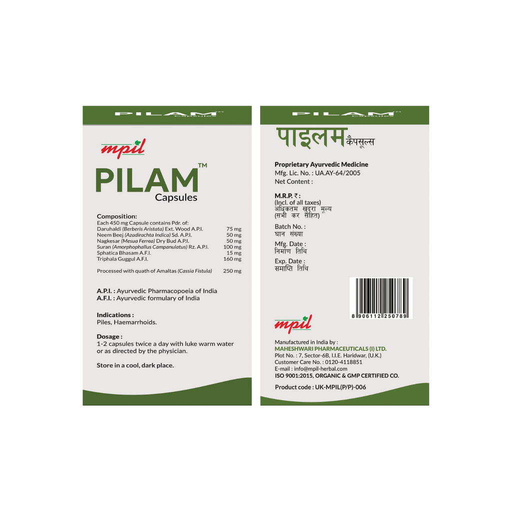 Pilam Capsule: Advanced Ayurvedic Relief for Hemorrhoids & Fissures
