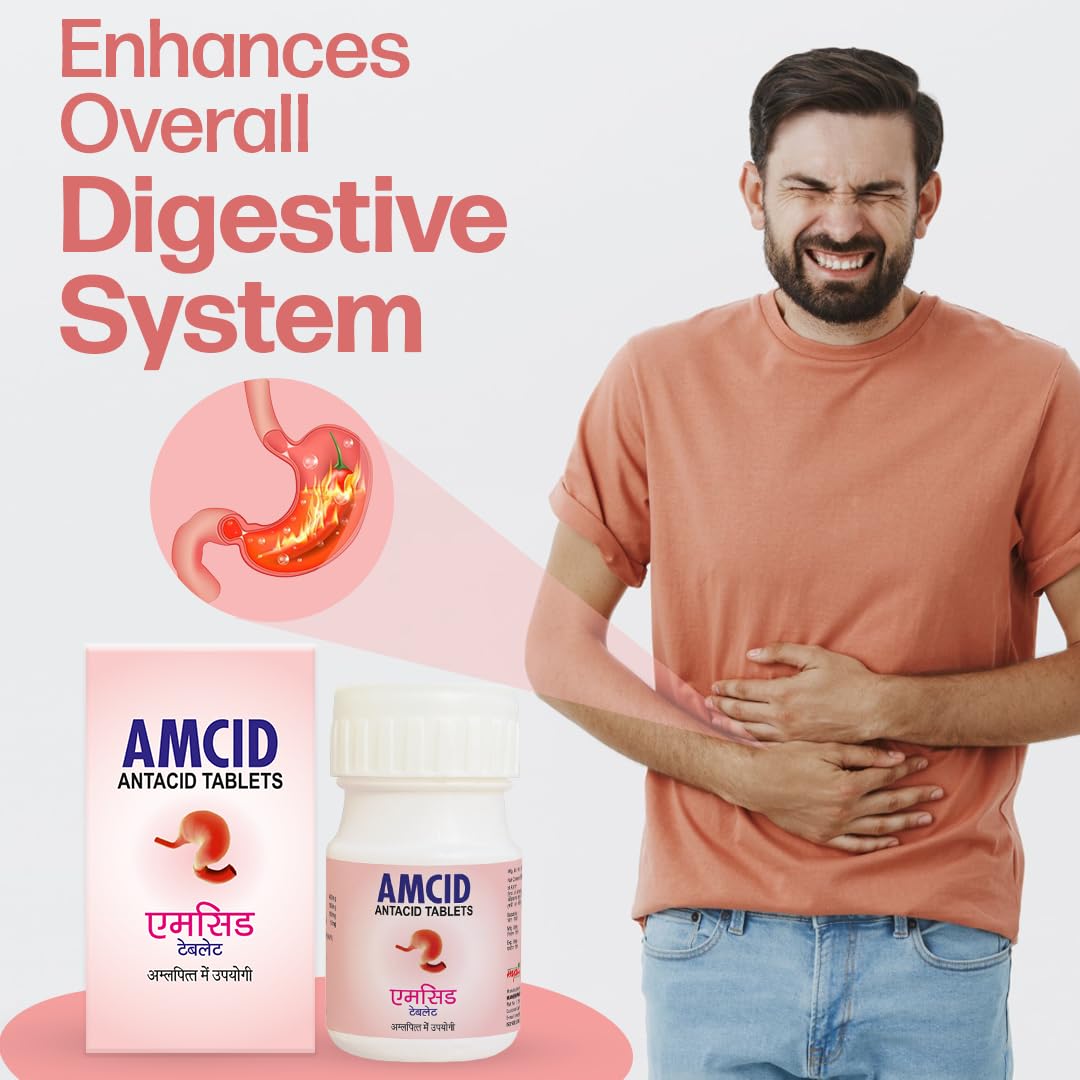 MPIL Amcid Tablets | Antacid  Improves Digestion | Relieves trapped gasses | Provides Relief from Bloating | Gentle & Effective relief from acidity