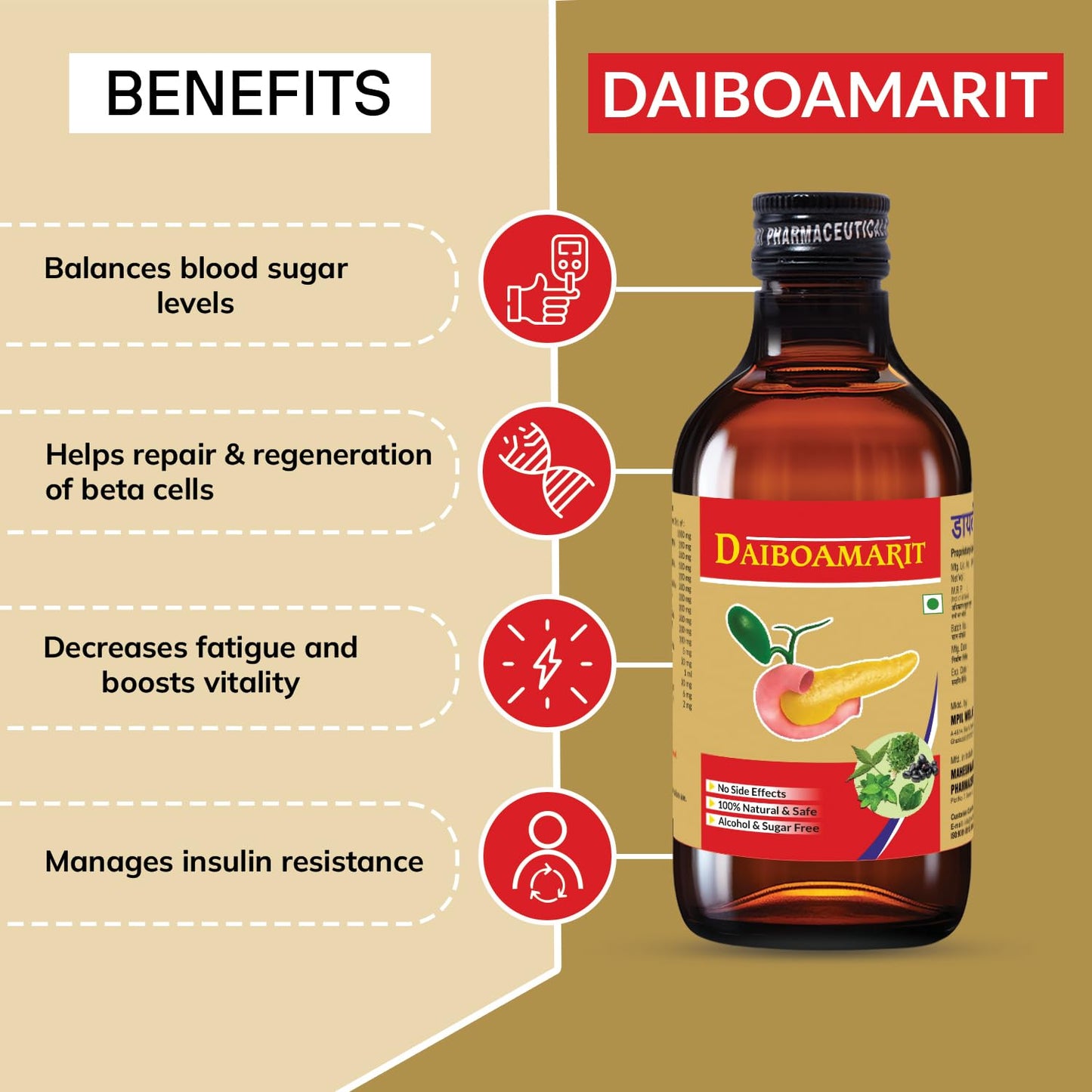 MPIL Daiboamrit | Ayurvedic Blood Sugar Supplement  |Natural Diabetes Solution  | Diabetic Health Tonic | Enhanced with goodness of gurmar, vijaysar, and karela