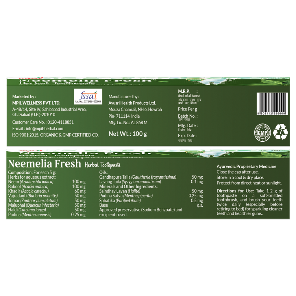 Neemelia Fresh Herbal Toothpaste – Comprehensive Oral Care & Gum Protection