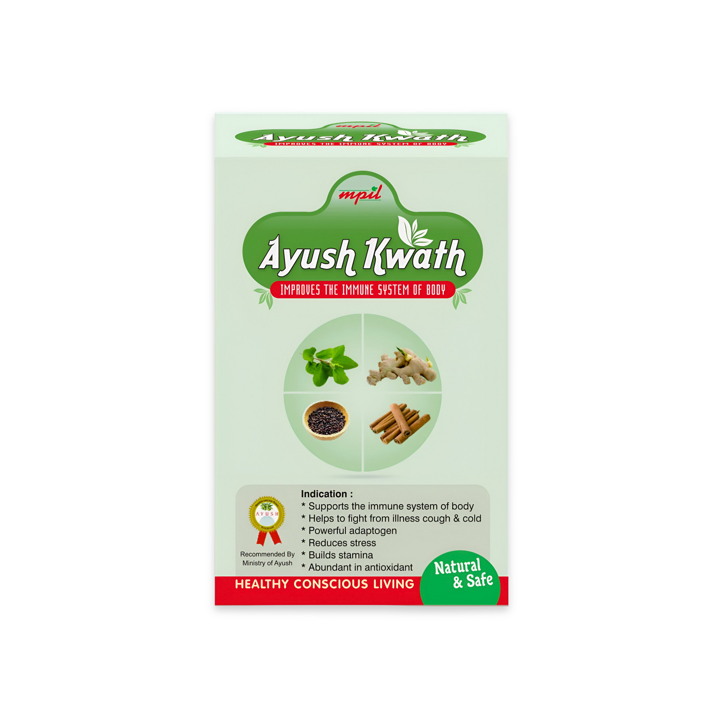 MPIL Ayush Kwath Herbal Tea | kara for cough and cold | Immunity Booster | Boost Metabolism |  Detox | Goodness of Amla, Giloy, Tulsi & Kali mirch | (48 Sachet Pack)